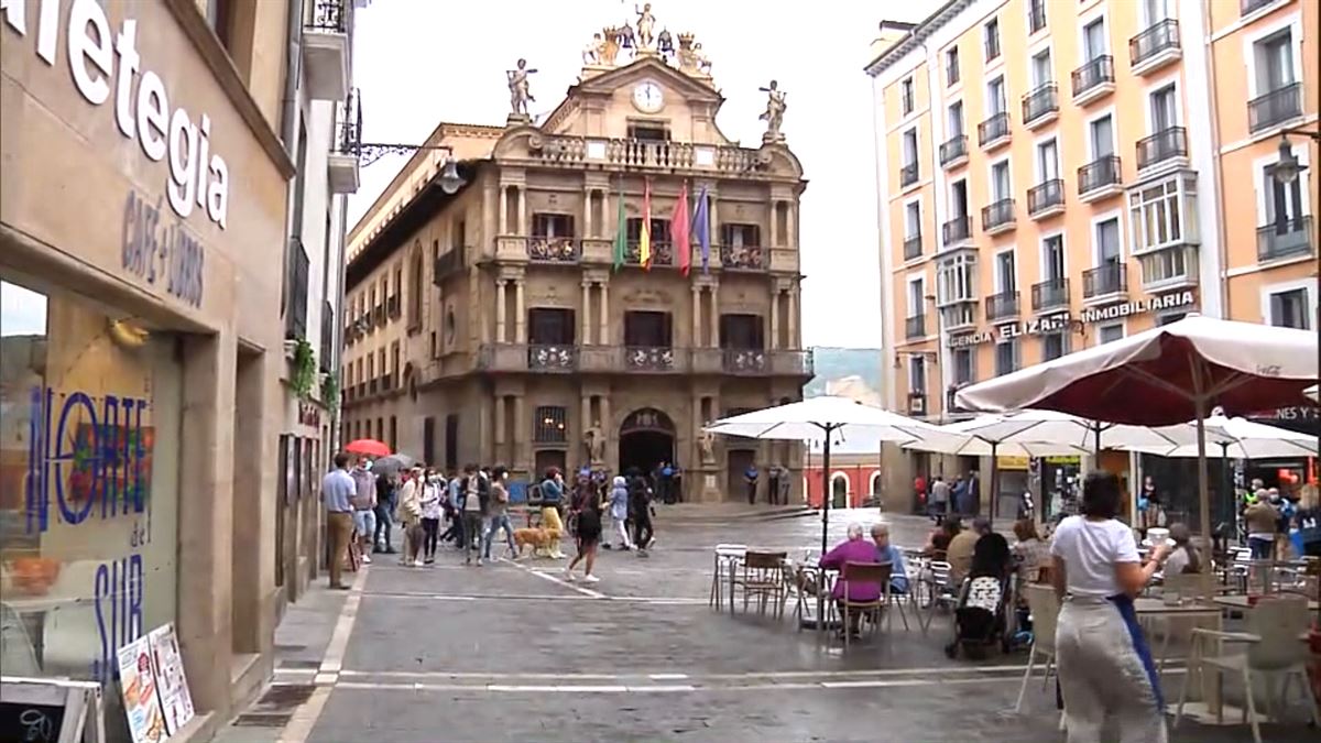 Plaza del Ayuntamiento, en Pamplona. Captura de imagen de un vídeo de ETB.