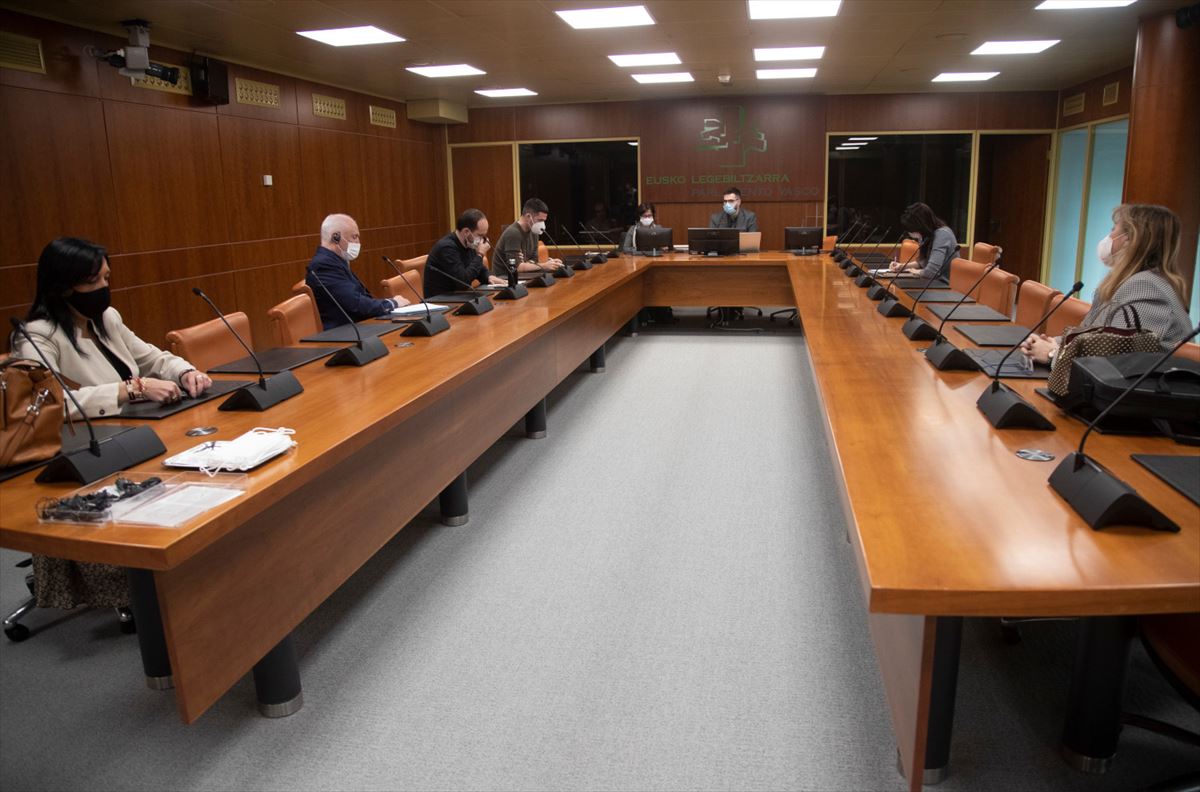 Una reunión de la ponencia de educación en el Parlamento Vasco. 