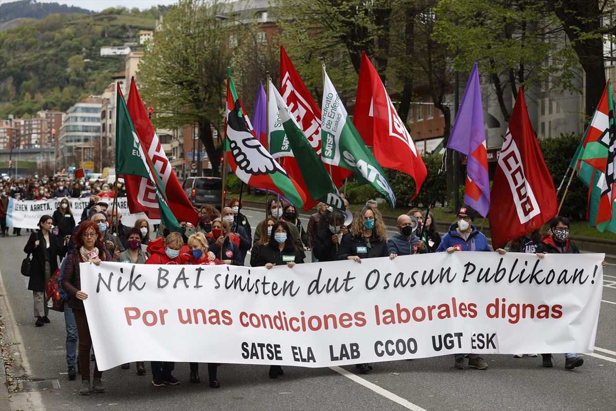Manifestación de la plantilla de Osakidetza en Bilbao. Foto de archivo: EFE