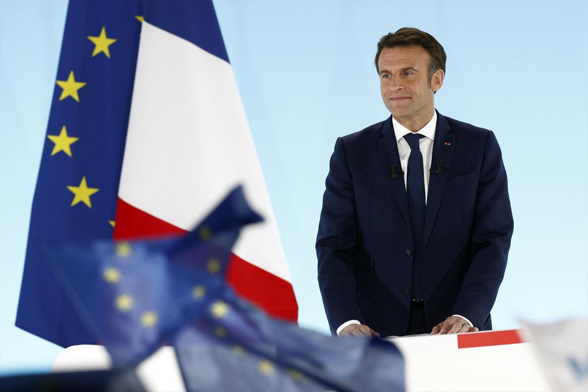 Emmanuel Macron, hoy, en su discurso tras los resultados. Foto: EFE