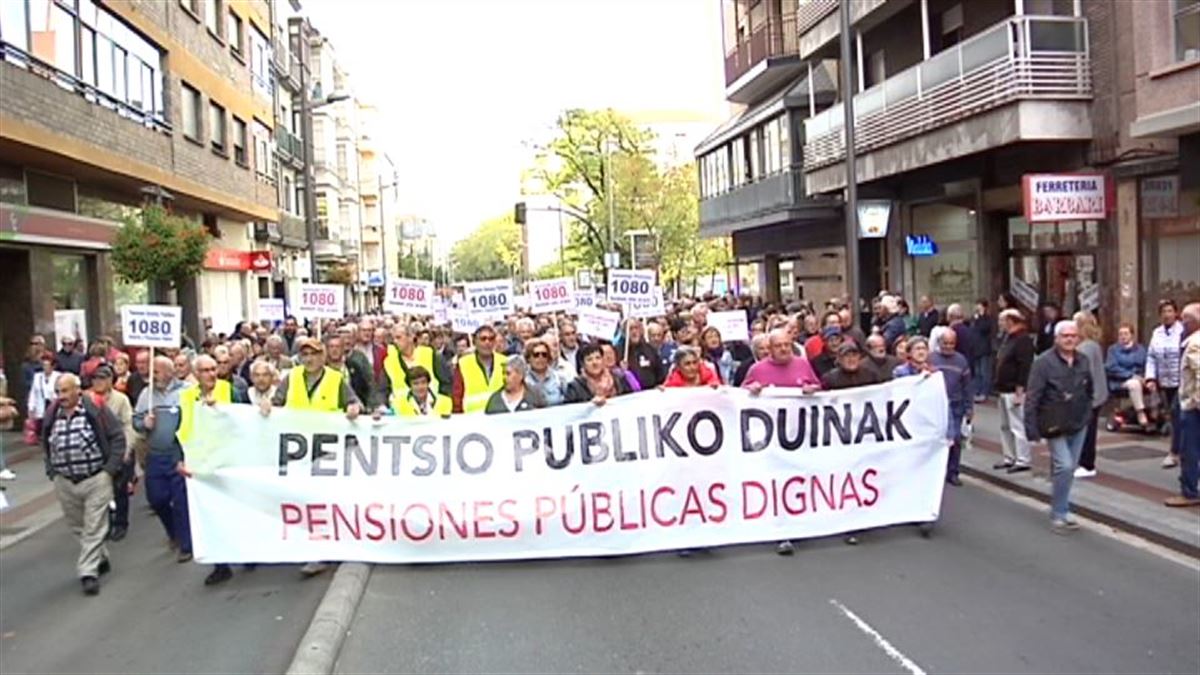 Manifestación en favor de unas pensiones dignas. Imagen de archivo: EITB