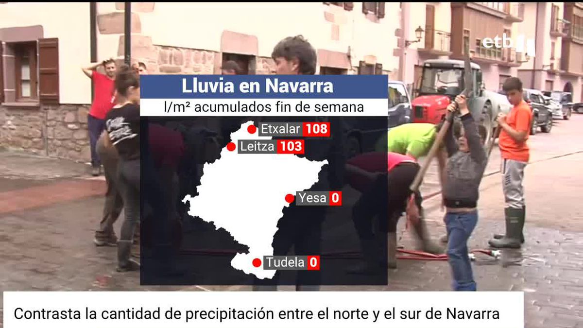 Las lluvias torrenciales del fin de semana causan graves problemas al norte de Navarra y en Pamplona