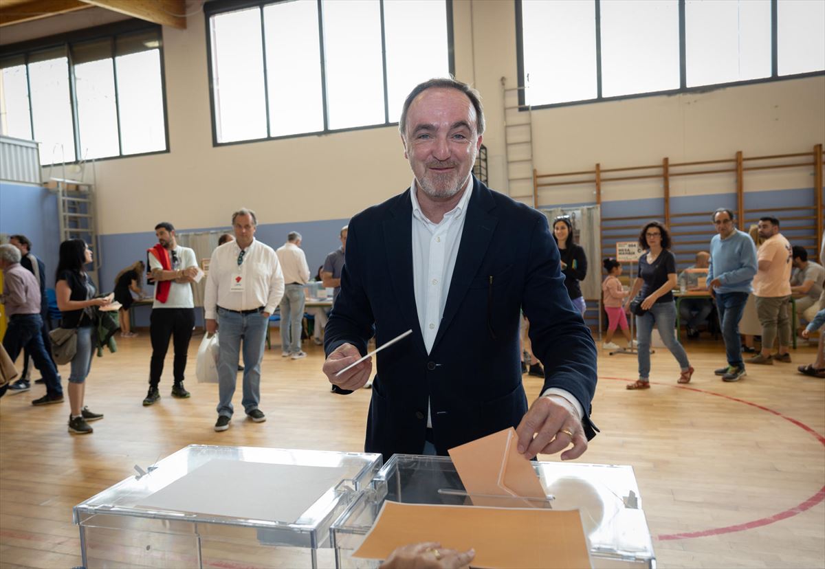 El presidente de UPN, Javier Esparza, en la últimas elecciones municipales y forales