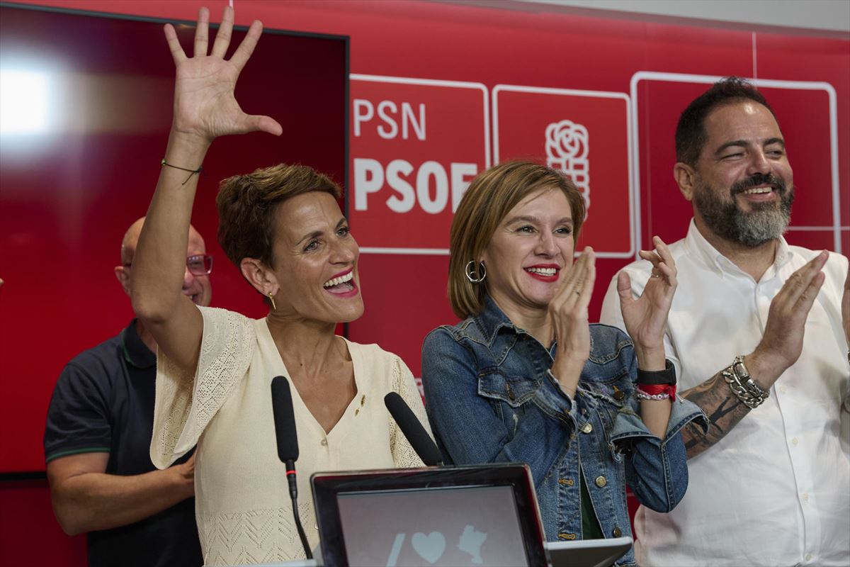 María Chivite celebra los resultados del PSN en las elecciones del 23J.