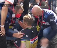 Caída de Evenepoel en meta en la tercera etapa de la Vuelta a España
