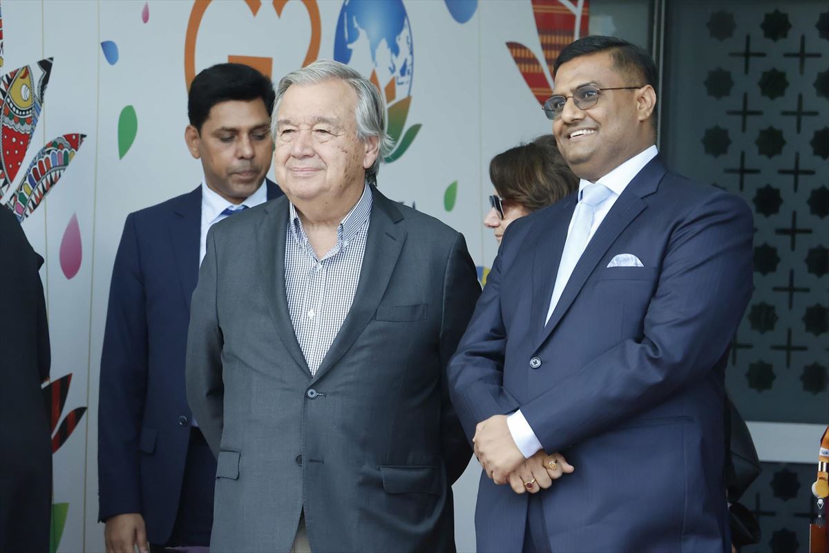 António Guterres, secretario general de la ONU, a su llegada a Nueva Delhi. Foto: EFE