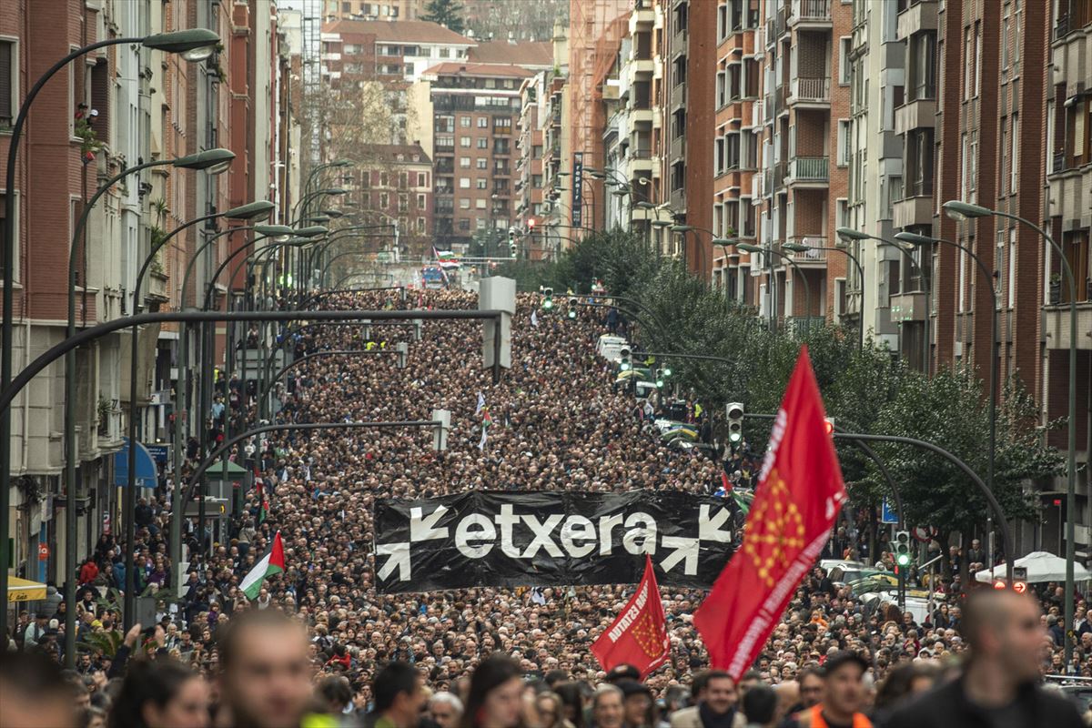 Manifestación de Sare hoy en Bilbao. Foto: EFE