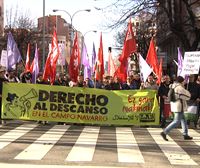 Trabajadores y trabajadoras del campo reivindican en Pamplona el derecho al descanso