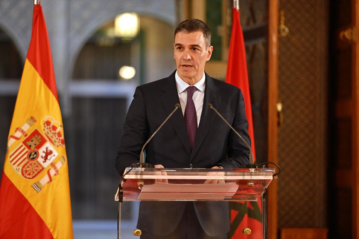 El presidente del Gobierno español, Pedro Sánchez, en Rabat (Marruecos). Foto: EFE