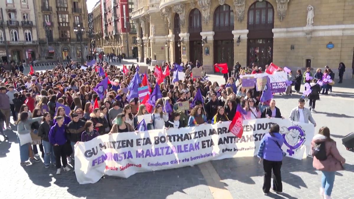 Manifestación de estudiantes en Bilbao. Foto: EFE. 