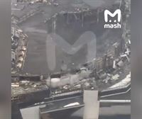 Vista aérea de la destrucción tras el atentado contra una sala de conciertos cerca de Moscú