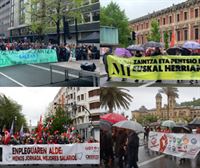 Numerosas manifestaciones toman las calles en toda Euskal Herria en este Primero de Mayo