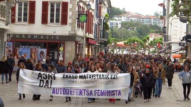 Manifestación, ayer, en San Juan de Luz