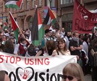 Palestinaren aldeko manifestazio jendetsua Malmön, Eurovision hartu duen hirian