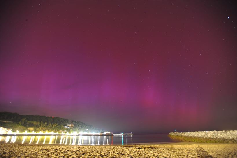 Aurora boreal en Hondarribia. Foto: Aranzadi