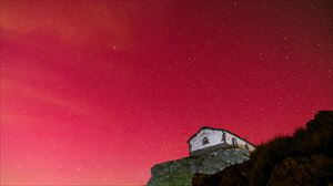 Aurora boreal en Mendaur. Foto: Joseba Zabala