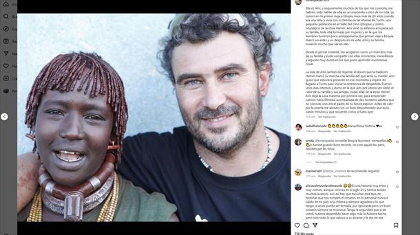 Foto tomada de la cuenta en Instagram de Toni Espadas donde aparece junto a una joven en Etiopía