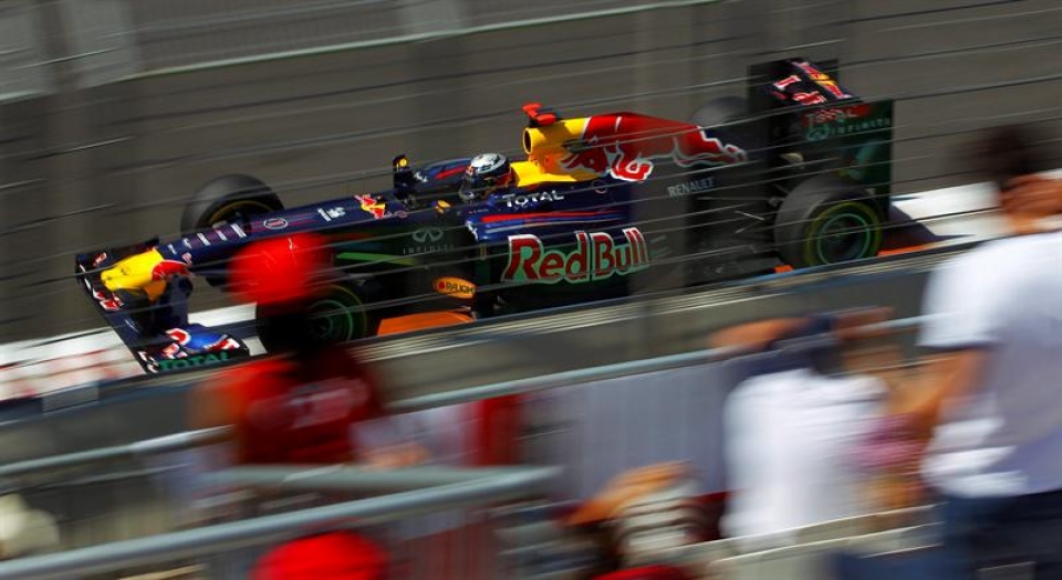 Europako S.N.: Sebastain Vettelek (RedBull) lortu du 'pole'a Valentziako kaleetako zirkuituan. Argazkia: EFE