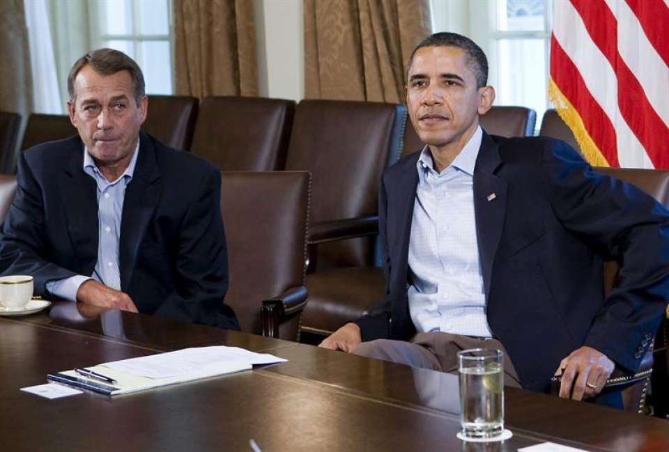 El presidente de EE. UU., Barack Obama, con el presidente de la cámara de Representantes. Foto: EFE