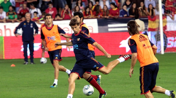 Llorente, entrenando con la selección española de fútbol. Foto: EFE