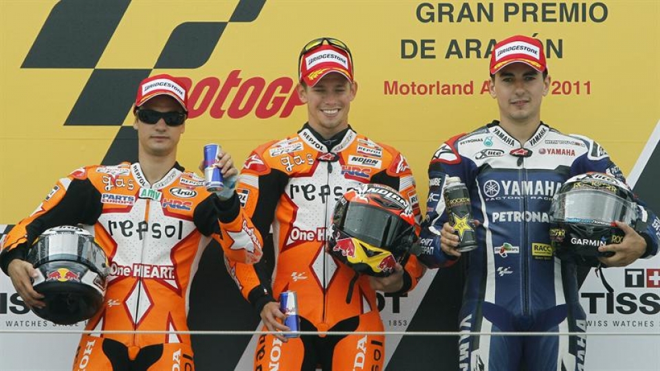 Casey Stonerrek Pedrosa eta Lorenzo gainditu ditu. Argazkia: EFE