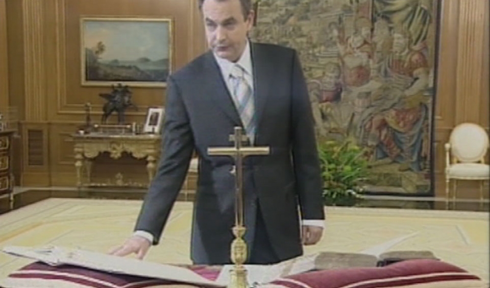 José Luis Rodriguez Zapatero durante su comparecencia en el Palacio de la Moncloa. EFE