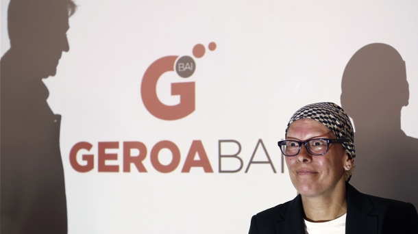 Uxue Barkos durante la presentación de la coalición Geroa Bai. Foto: EFE