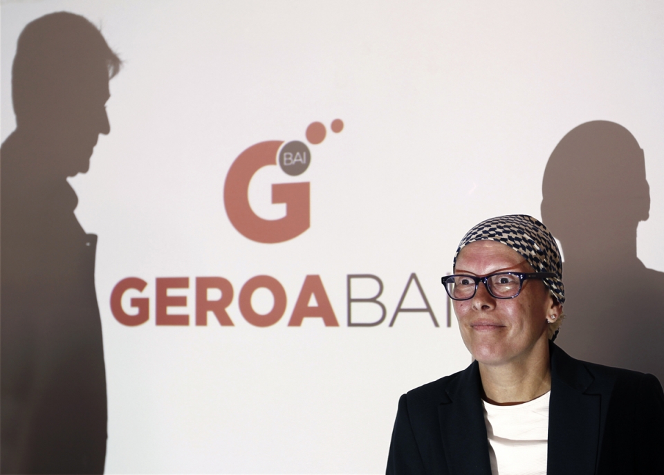 Uxue Barkos durante la presentación de la coalición Geroa Bai. Foto: EFE