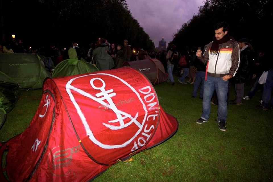 Los "indignados" en Bruselas. Foto: EFE