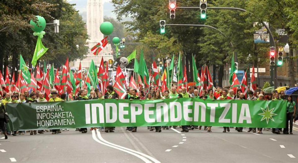 Bilbon, Independentziaren alde egindako manifestazioaren argazki bat. EFE