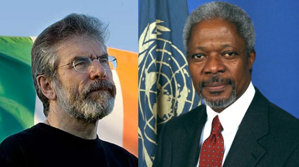 L'Irlandais Gerry Adams et le prix Nobel de la paix Kofi Annan, présents au Pays Basque lundi