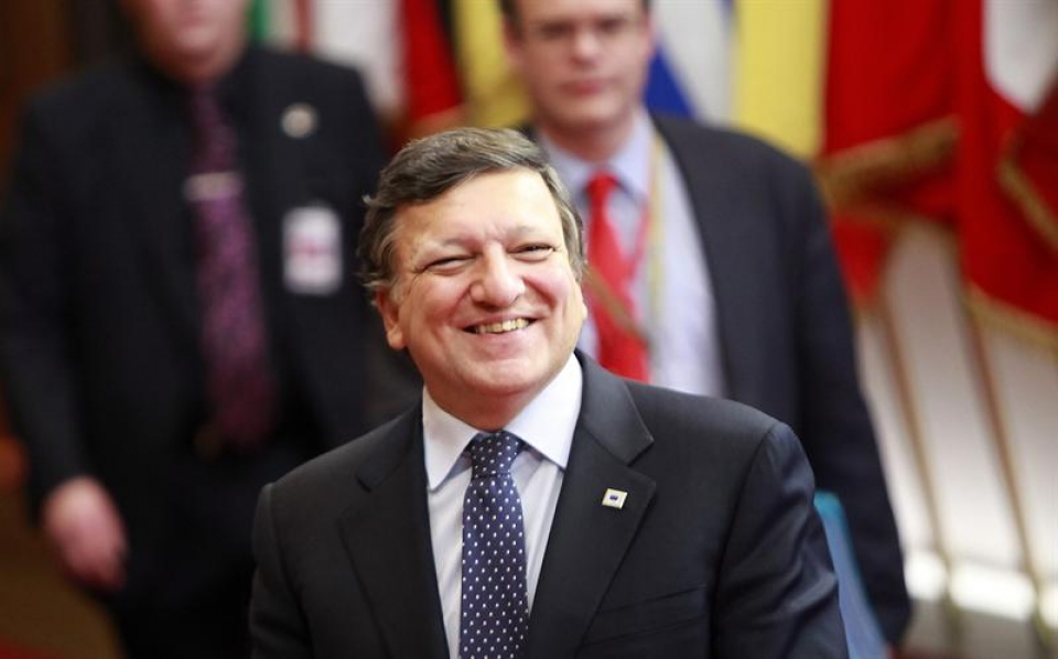 Jose Manuel Durao Barroso, al término de la maratoniana reunión en Bruselas. EFE
