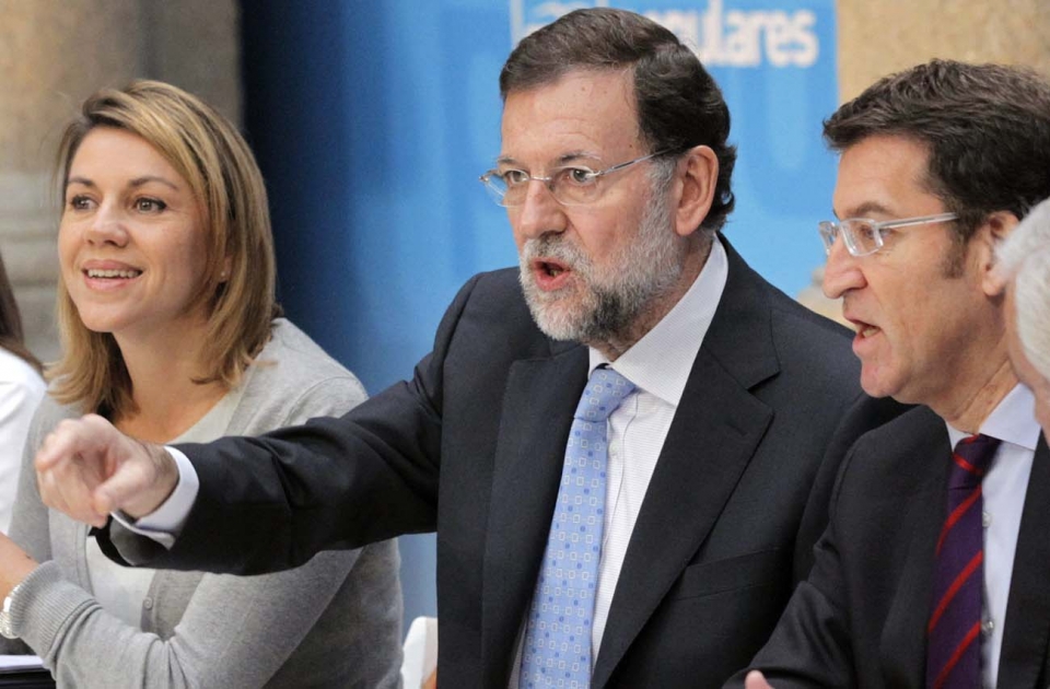 El presidente del PP, Mariano Rajoy, hoy.