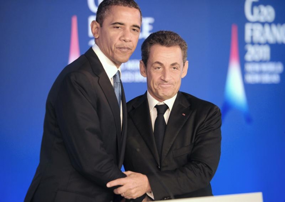 Barack Obama y Nicolas Sarkozy, durante su comparecencia conjunto en el G20. Foto: EFE