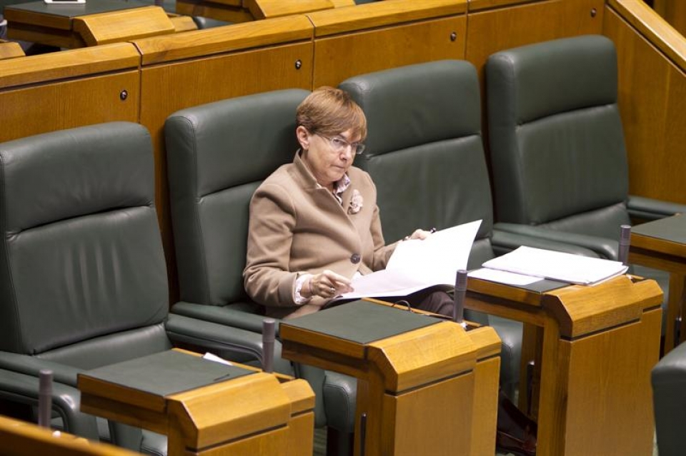 La consejera de Asuntos Sociales del Gobierno Vasco, Gemma Zabaleta, durante el pleno de hoy. EFE