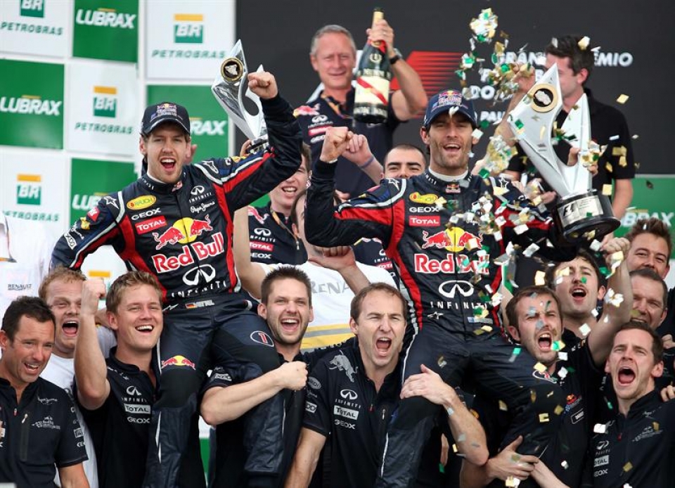 Red Bull txapelketako garaipena ospatzen. EFE.