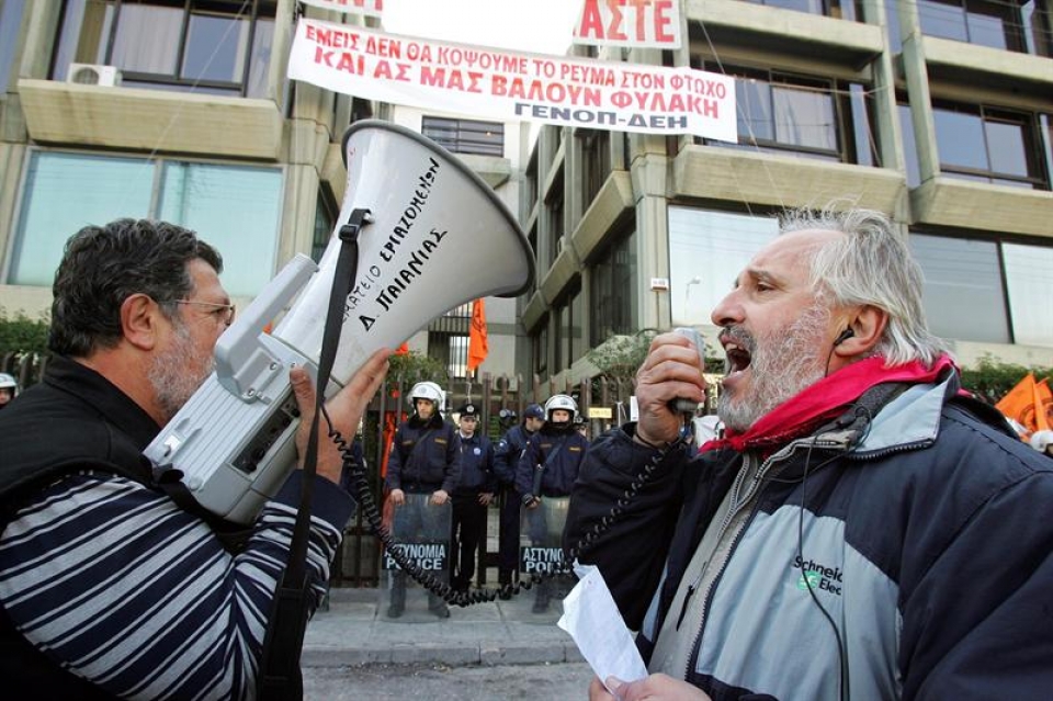 Grezian egin duten protestetako bat. Argazkia: Efe