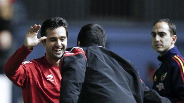 Flaño celebra el gol ante Osasuna. Foto: EFE