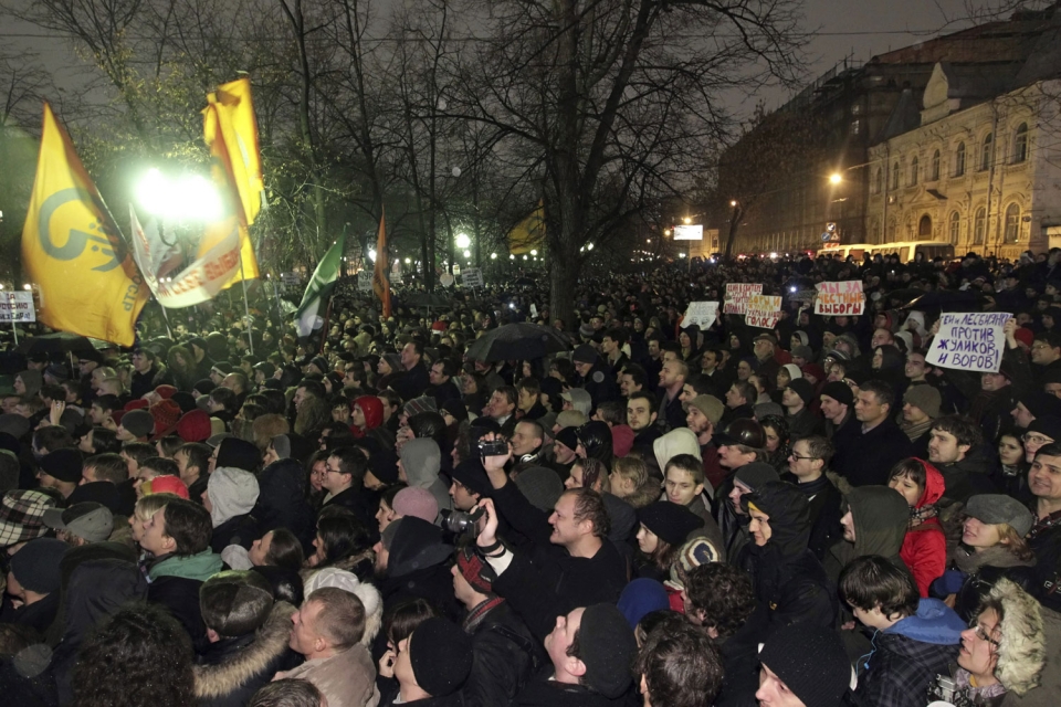 Hauteskundeetako emaitzen kontra egindako manifestaldia Moskun