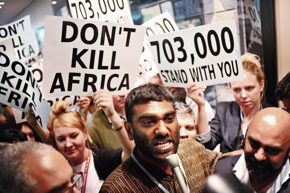 Protestas ecologistas en la cumbre sobre el cambio climático de Durban