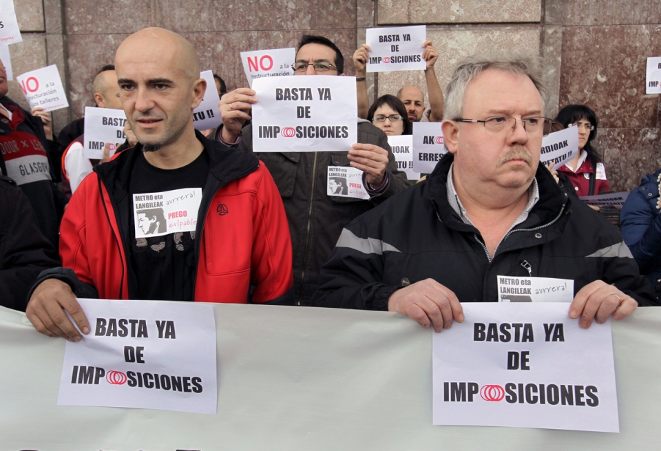 Metro Bilbaoko langileen protesta. Argazkia: EFE