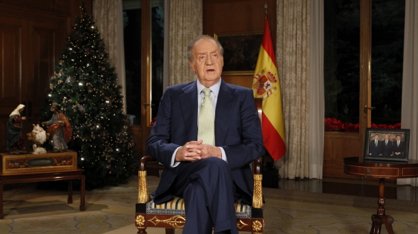 King Juan Carlos I of Spain delivers his 36th address to the nation. Photo: EFE