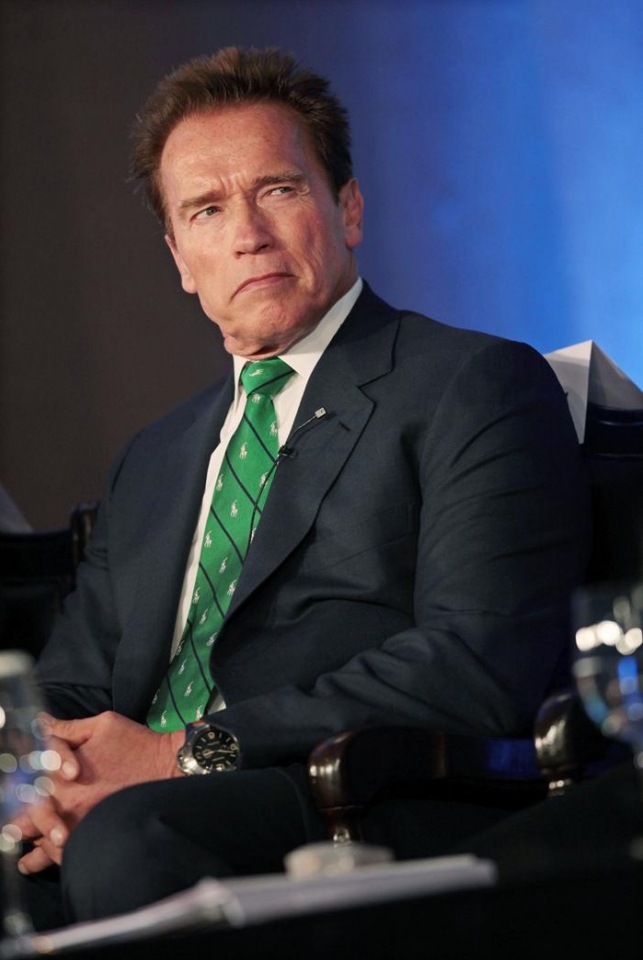 El actor y exgobernador de California Arnold Schwarzenegger, durante su visita a la India. Foto: EFE