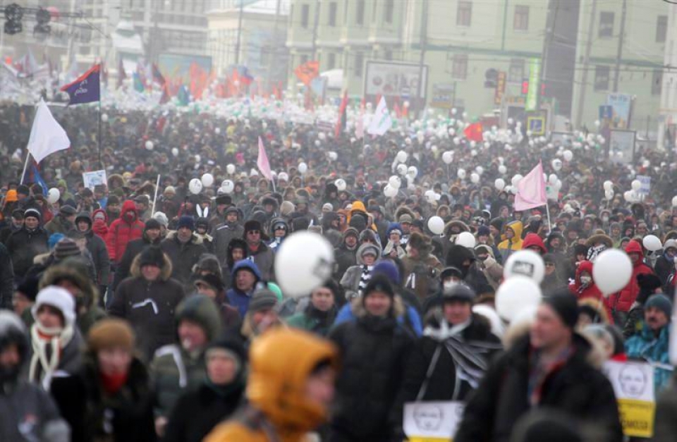 Más de 36.000 moscovitas se han reunido en la manifestación contra Putin.