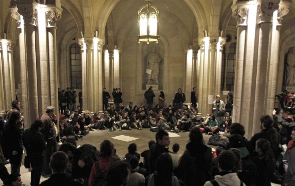 Asamblea de estudiantes en la Universidad de Barcelona. EFE