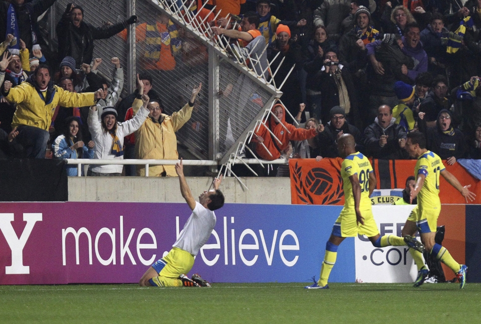 Final-zortzirenak (itzulikoa): Apoel-O. Lyon (1-0). Argazkia: EFE