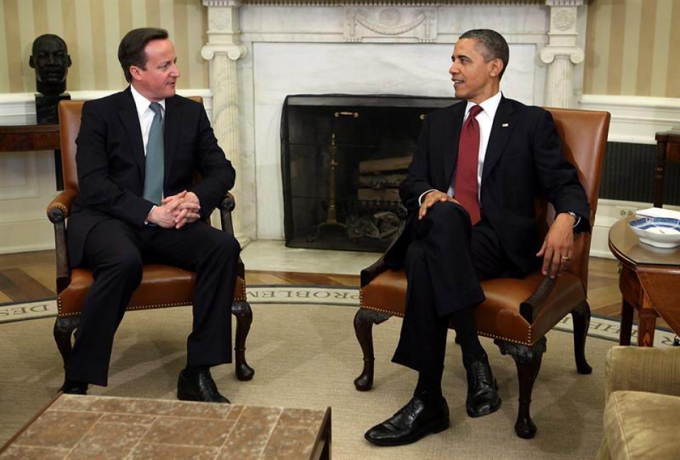 Imagen de la reunión entre Obama y Cameron. Foto: EFE