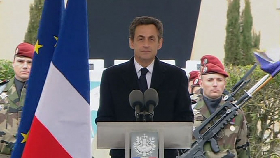 Sarkozy en Montauban, en el homenaje a los tres militares asesinados. Foto: EITB