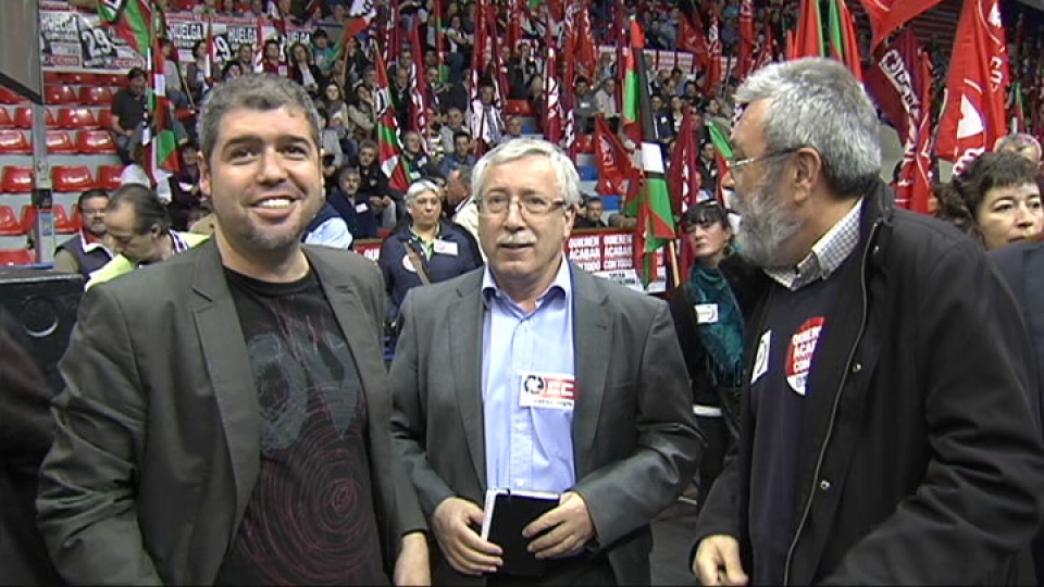 Los secretarios generales de CCOO y UGT del ámbito confederal y de Euskadi. Foto. EFE