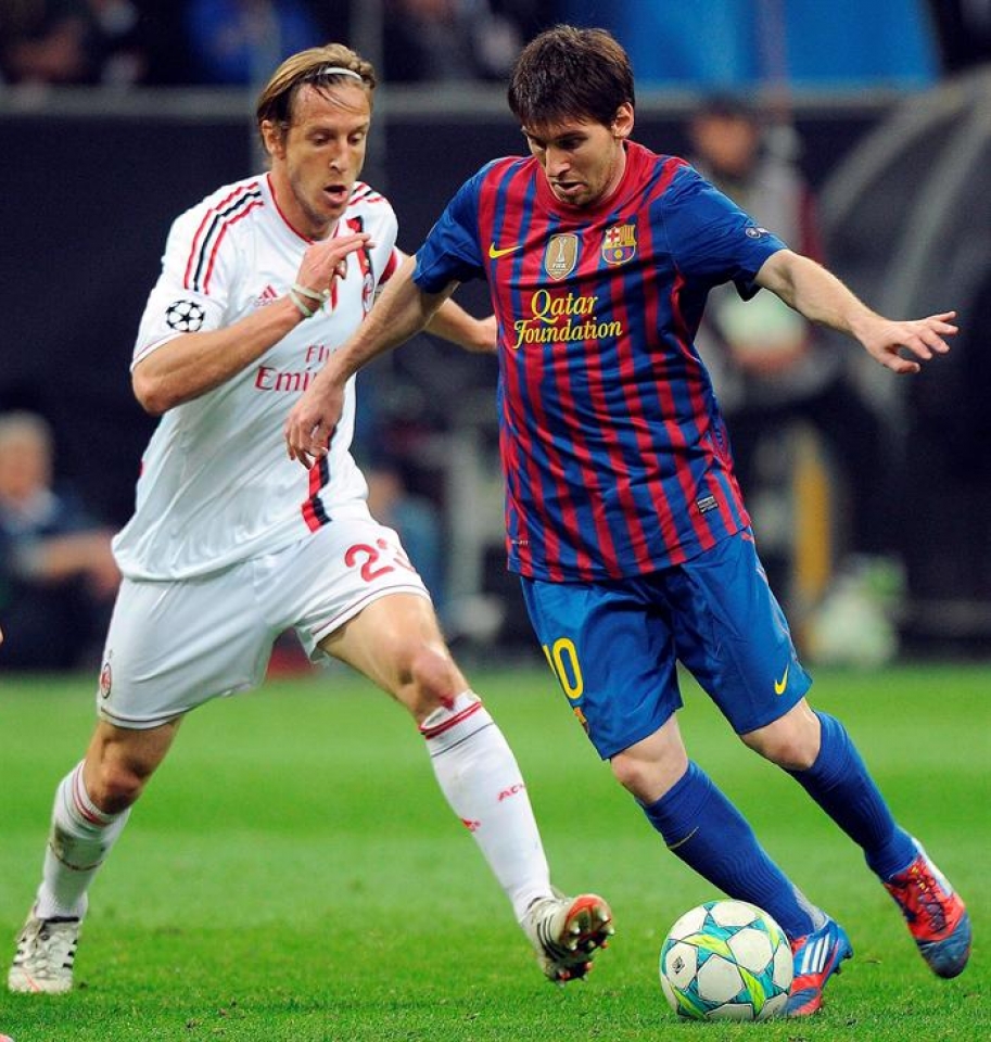 Final-laurdenak (joanekoa): AC Milan-Bartzelona (0-0). Argazkia: EFE